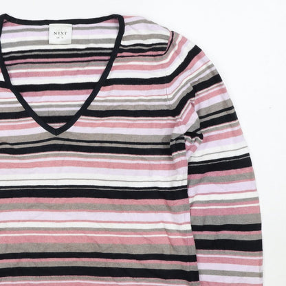 Next Women’s Multicoloured Stripe V-Neck Knit Jumper UK 14