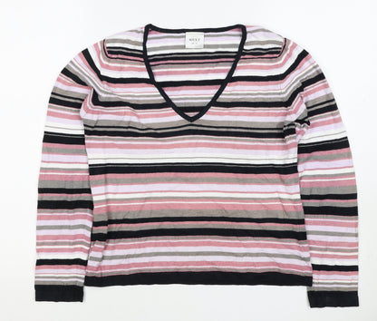 Next Women’s Multicoloured Stripe V-Neck Knit Jumper UK 14