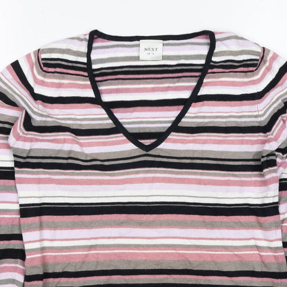 Next Women’s Multicoloured Stripe V-Neck Knit Jumper UK 14