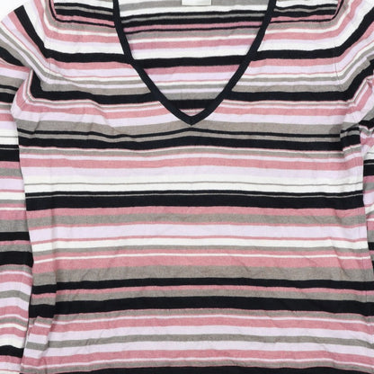 Next Women’s Multicoloured Stripe V-Neck Knit Jumper UK 14