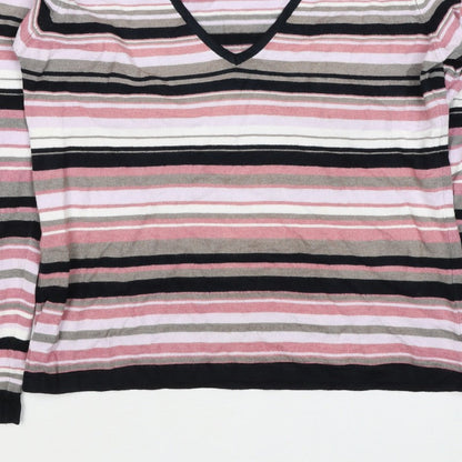 Next Women’s Multicoloured Stripe V-Neck Knit Jumper UK 14