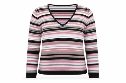 Next Women’s Multicoloured Stripe V-Neck Knit Jumper UK 14