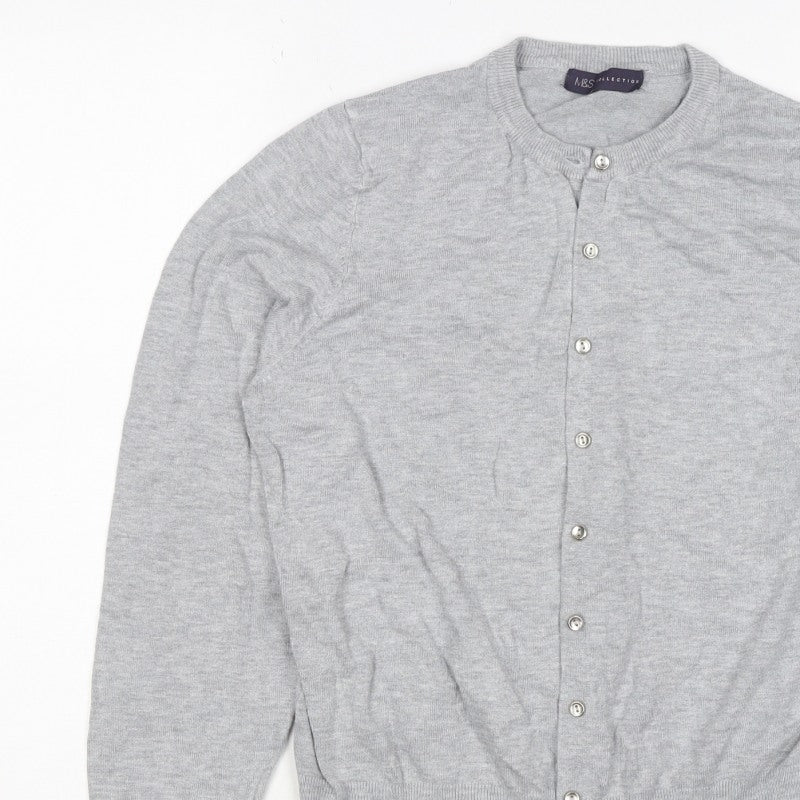 M&S Collection Women’s Grey UK 16 Button Front Knit Cardigan