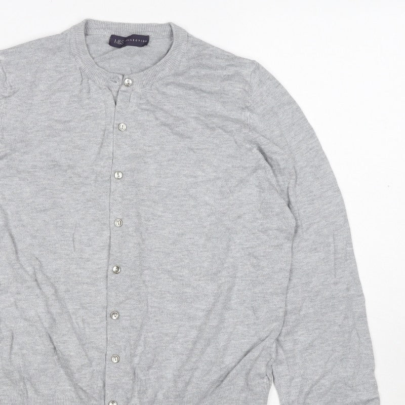 M&S Collection Women’s Grey UK 16 Button Front Knit Cardigan