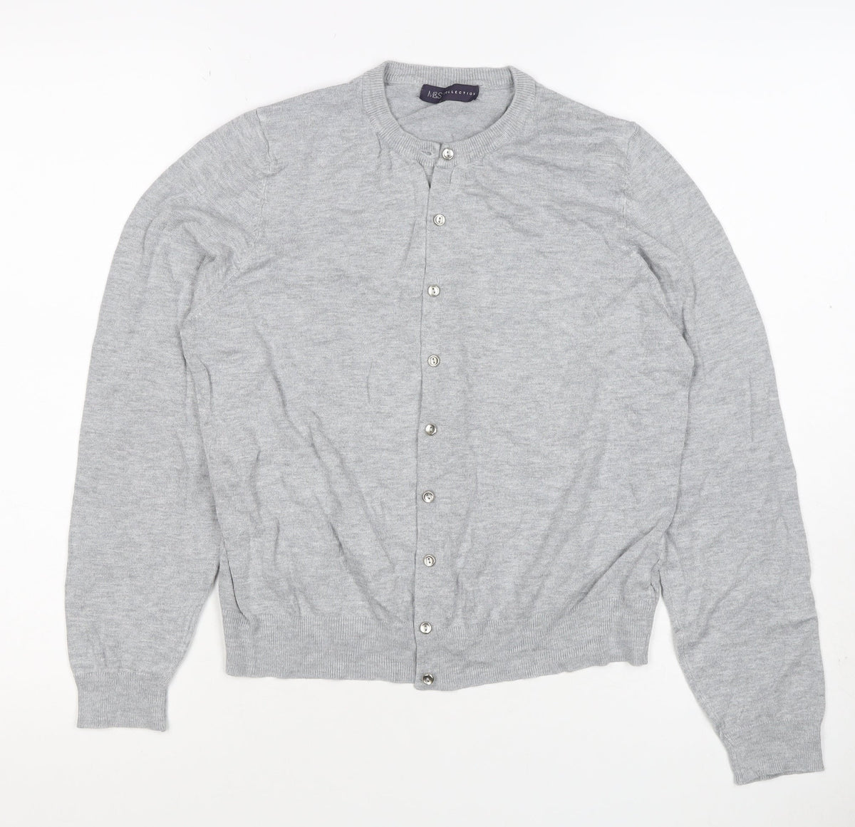 M&S Collection Women’s Grey UK 16 Button Front Knit Cardigan