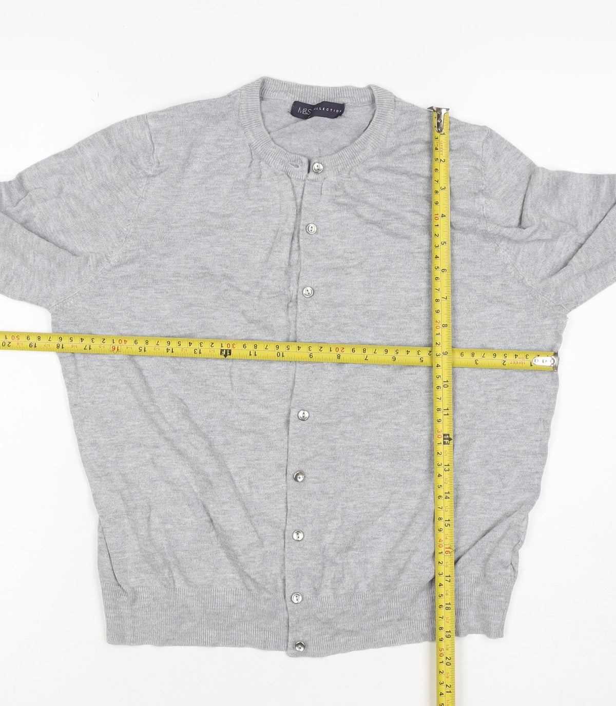 M&S Collection Women’s Grey UK 16 Button Front Knit Cardigan
