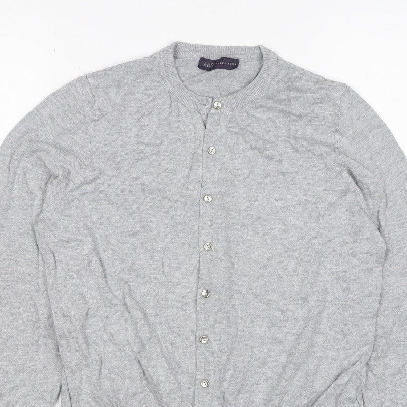 M&S Collection Women’s Grey UK 16 Button Front Knit Cardigan