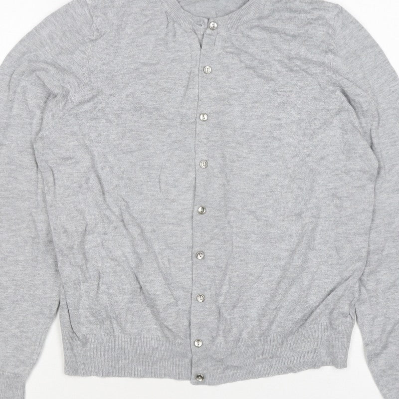 M&S Collection Women’s Grey UK 16 Button Front Knit Cardigan