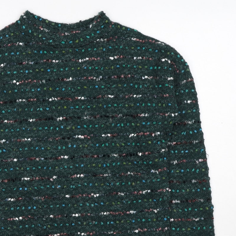 OVS Women Green S Wool Blend Stripe Knit Jumper Long Sleeve