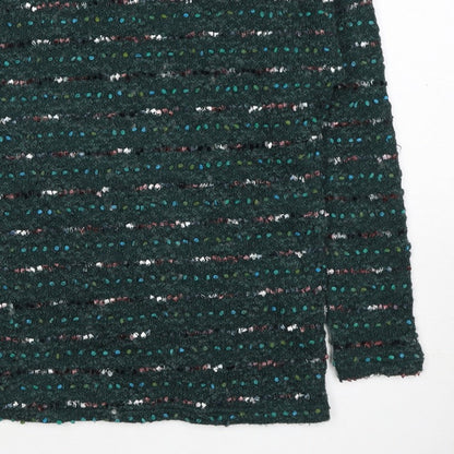 OVS Women Green S Wool Blend Stripe Knit Jumper Long Sleeve