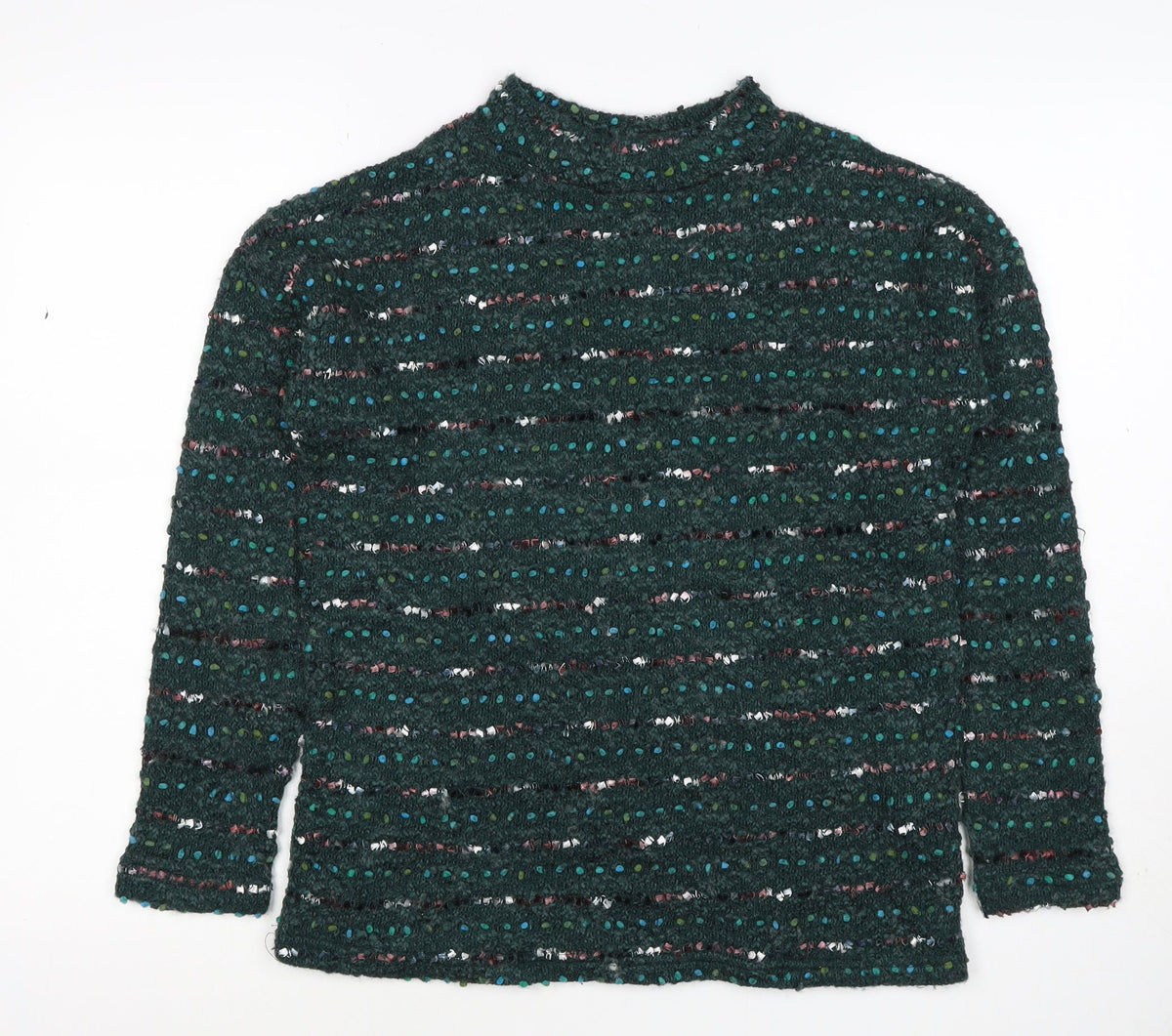 OVS Women Green S Wool Blend Stripe Knit Jumper Long Sleeve