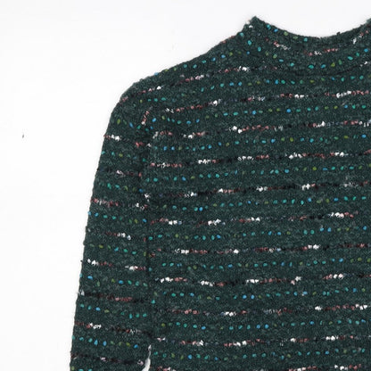 OVS Women Green S Wool Blend Stripe Knit Jumper Long Sleeve