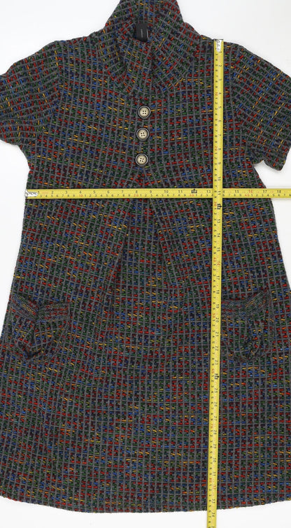 Izabel London Women’s Grey Multicolour Knit Jumper Dress UK 10