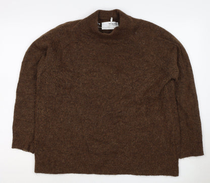 Selected Femme Women Brown L Wool Alpaca Blend Crew Neck Jumper