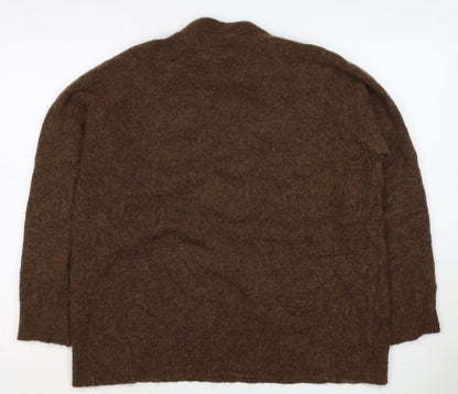 Selected Femme Women Brown L Wool Alpaca Blend Crew Neck Jumper