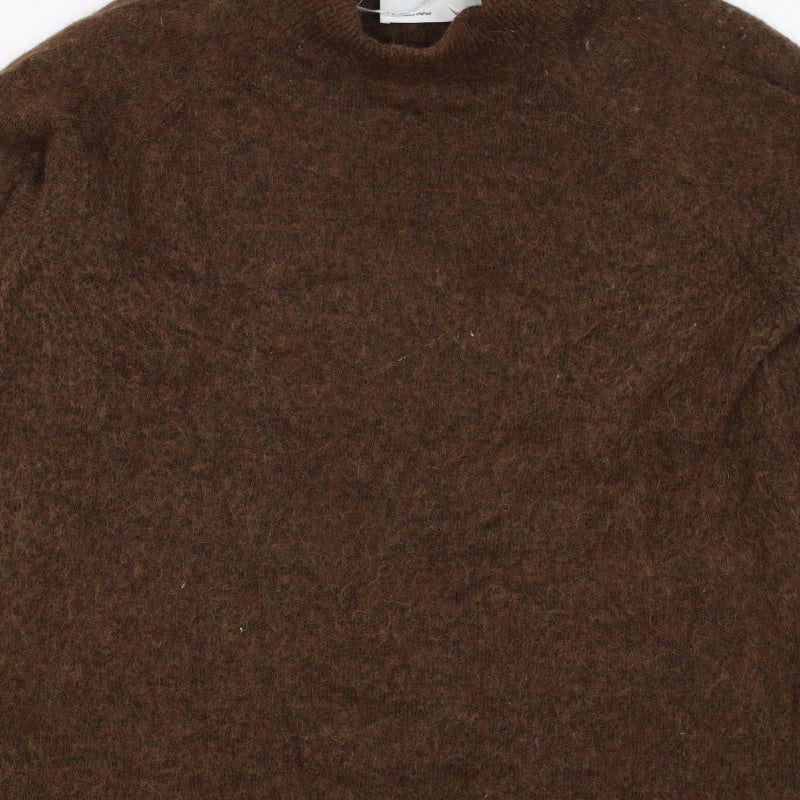 Selected Femme Women Brown L Wool Alpaca Blend Crew Neck Jumper