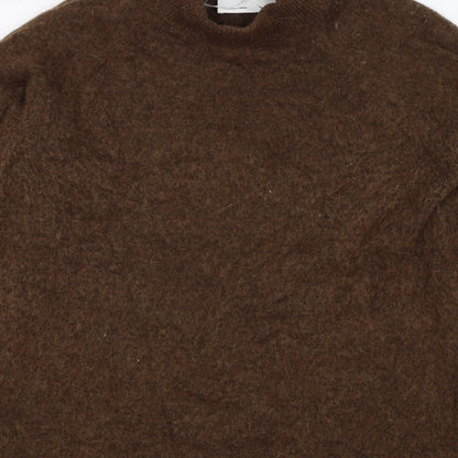 Selected Femme Women Brown L Wool Alpaca Blend Crew Neck Jumper