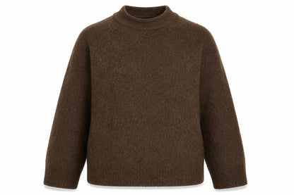 Selected Femme Women Brown L Wool Alpaca Blend Crew Neck Jumper