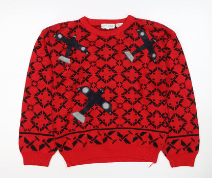 J.P. Val Women’s Red M Fair Isle Ski Pullover Wool Blend Vintage Jumper