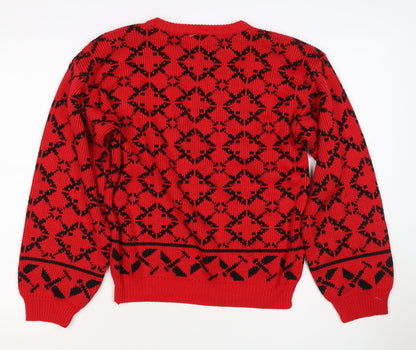 J.P. Val Women’s Red M Fair Isle Ski Pullover Wool Blend Vintage Jumper