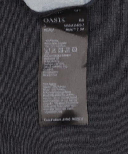 Oasis Women Black Size 8 Floral Back 3/4 Sleeve Knit Blouse