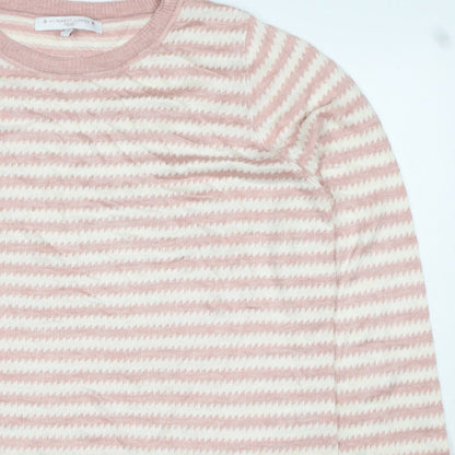 Next Women’s Pink Ivory Geometric Knit Crew Neck Jumper UK 16