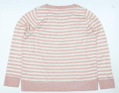Next Women’s Pink Ivory Geometric Knit Crew Neck Jumper UK 16