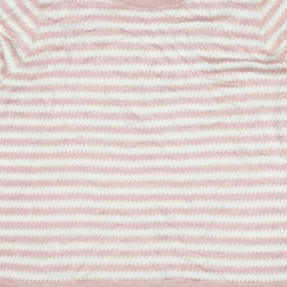 Next Women’s Pink Ivory Geometric Knit Crew Neck Jumper UK 16