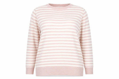 Next Women’s Pink Ivory Geometric Knit Crew Neck Jumper UK 16