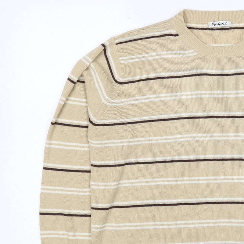 Berkertex Women’s Beige Striped Acrylic Knit Pullover Jumper UK 20