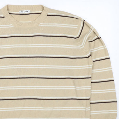 Berkertex Women’s Beige Striped Acrylic Knit Pullover Jumper UK 20
