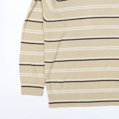 Berkertex Women’s Beige Striped Acrylic Knit Pullover Jumper UK 20