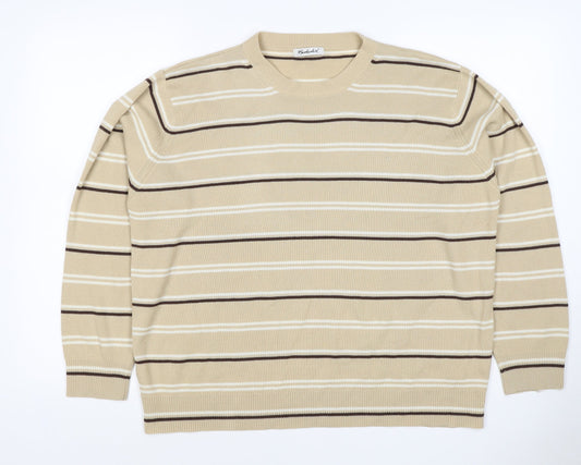 Berkertex Women’s Beige Striped Acrylic Knit Pullover Jumper UK 20