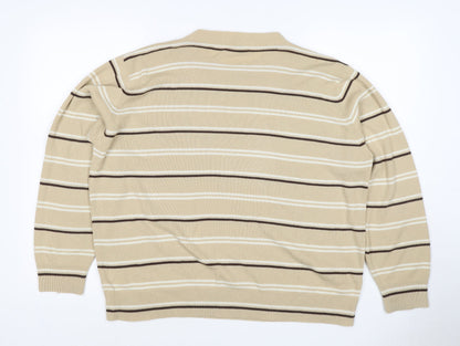 Berkertex Women’s Beige Striped Acrylic Knit Pullover Jumper UK 20