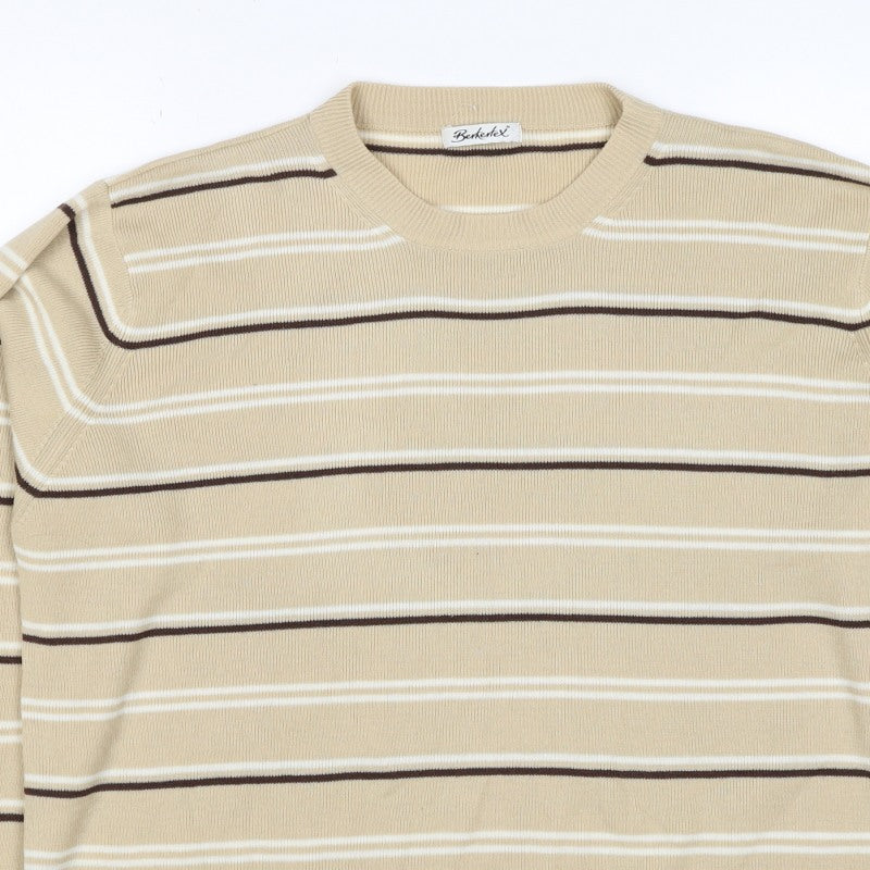 Berkertex Women’s Beige Striped Acrylic Knit Pullover Jumper UK 20