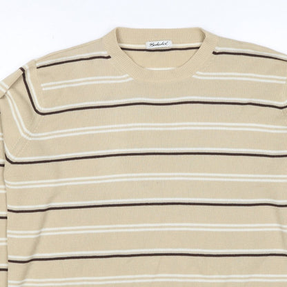 Berkertex Women’s Beige Striped Acrylic Knit Pullover Jumper UK 20