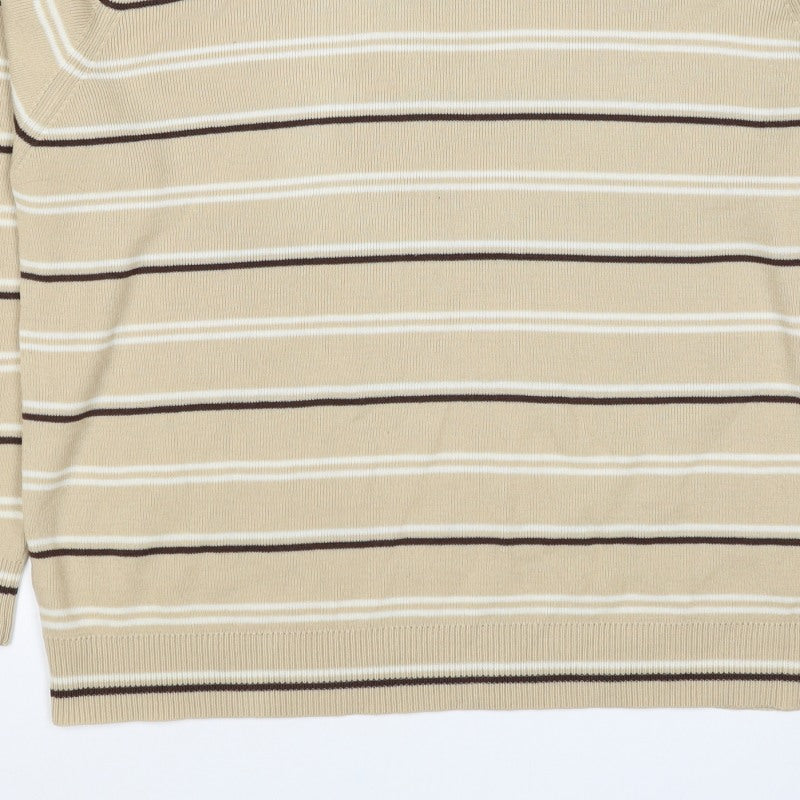 Berkertex Women’s Beige Striped Acrylic Knit Pullover Jumper UK 20