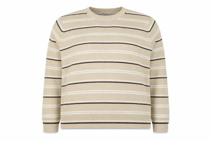 Berkertex Women’s Beige Striped Acrylic Knit Pullover Jumper UK 20