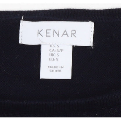 Kenar Women’s Black White Stripe Cotton Boat Neck Jumper Size S