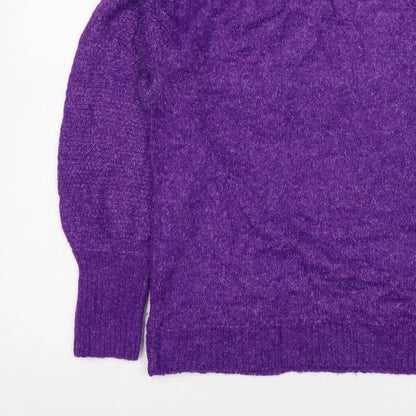 ICHI Women’s Purple Size 8 Puff Sleeve Knit Pullover Jumper