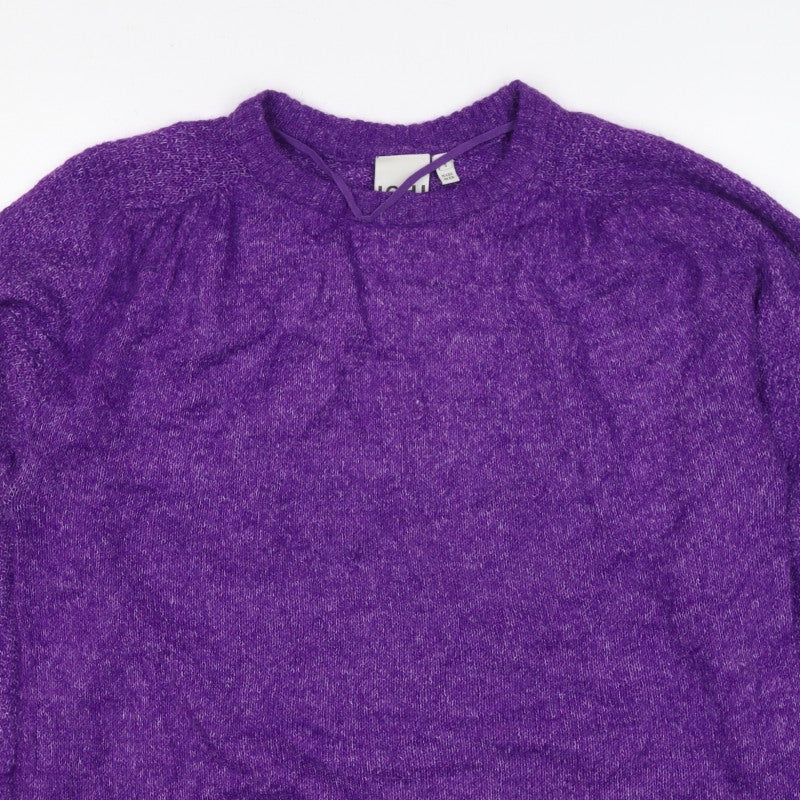 ICHI Women’s Purple Size 8 Puff Sleeve Knit Pullover Jumper