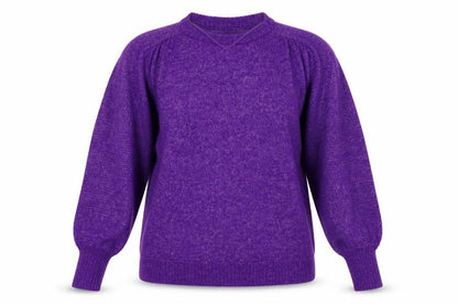 ICHI Women’s Purple Size 8 Puff Sleeve Knit Pullover Jumper