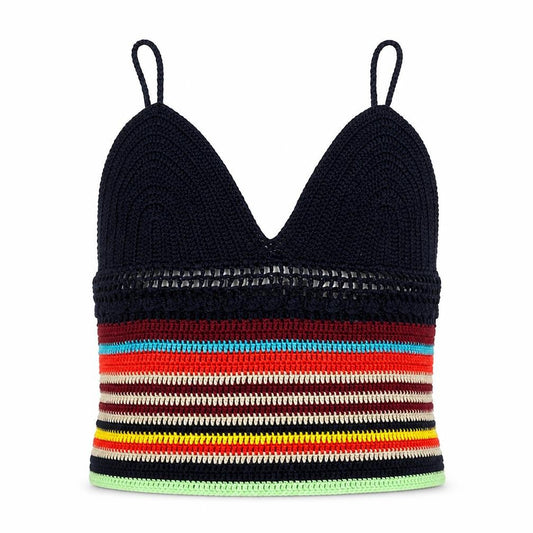 Zara Women Multicoloured Size S Crochet Striped Camisole Tank Top