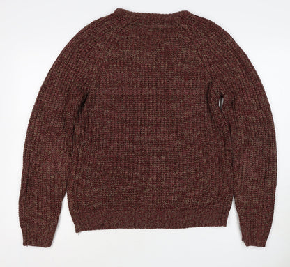P.G. Field Men’s Brown Marl Chunky Knit Crew Neck Pullover Jumper S