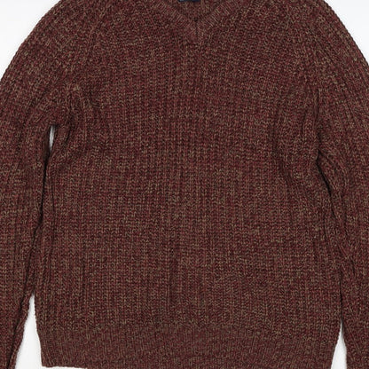 P.G. Field Men’s Brown Marl Chunky Knit Crew Neck Pullover Jumper S