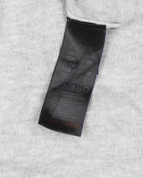Next Petite Women Grey Floral Sleeve Knit Jumper UK 12 Round Neck