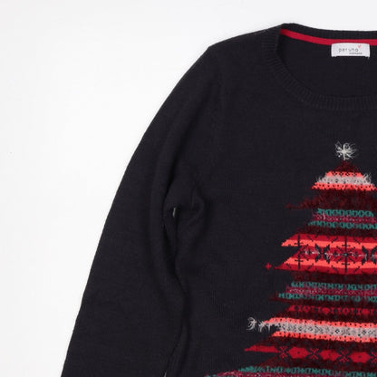 Per Una Women Black UK 16 Christmas Tree Fair Isle Jumper