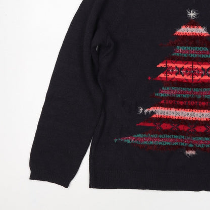 Per Una Women Black UK 16 Christmas Tree Fair Isle Jumper