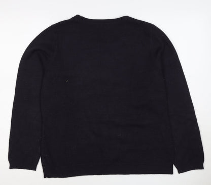 Per Una Women Black UK 16 Christmas Tree Fair Isle Jumper