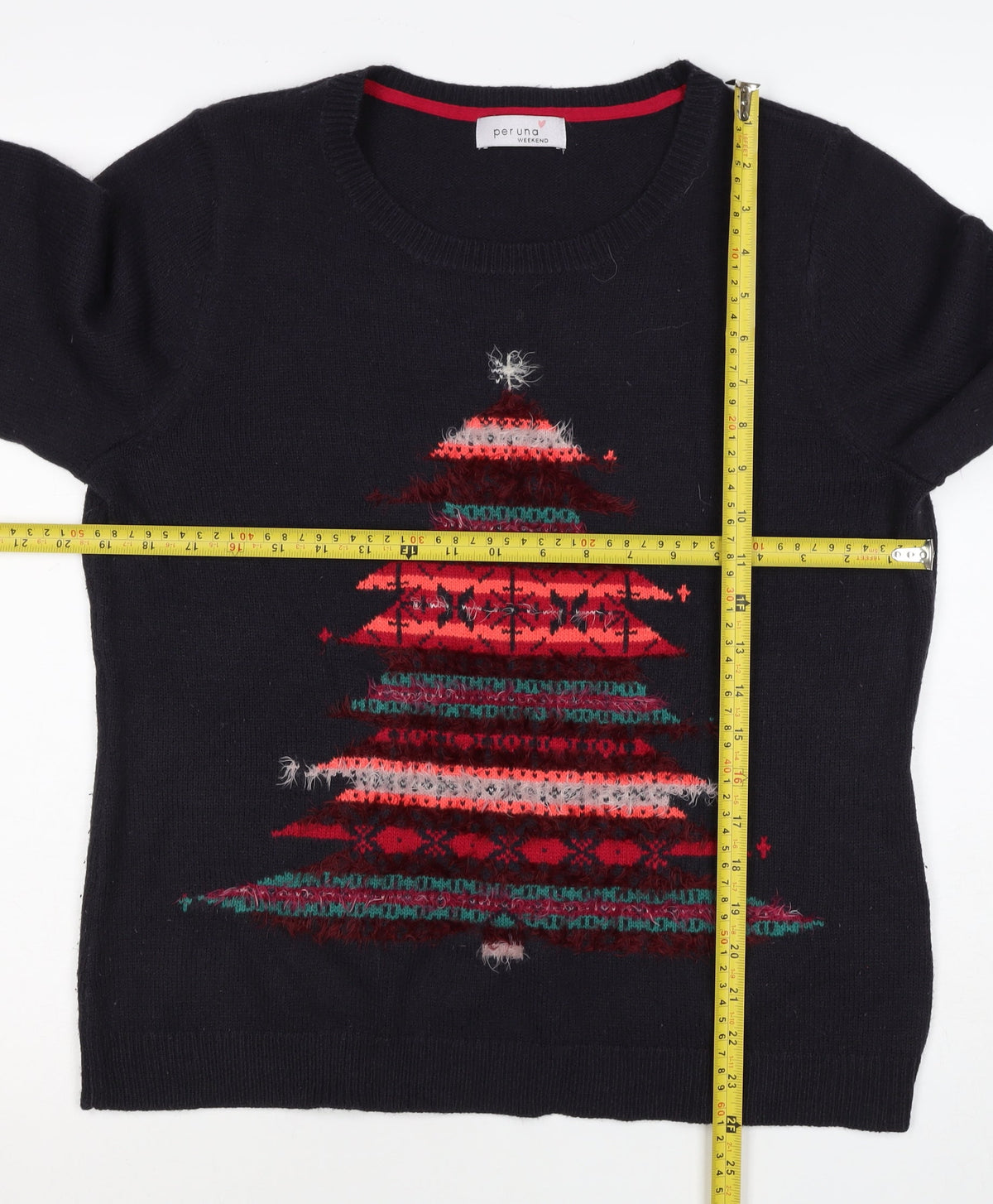 Per Una Women Black UK 16 Christmas Tree Fair Isle Jumper